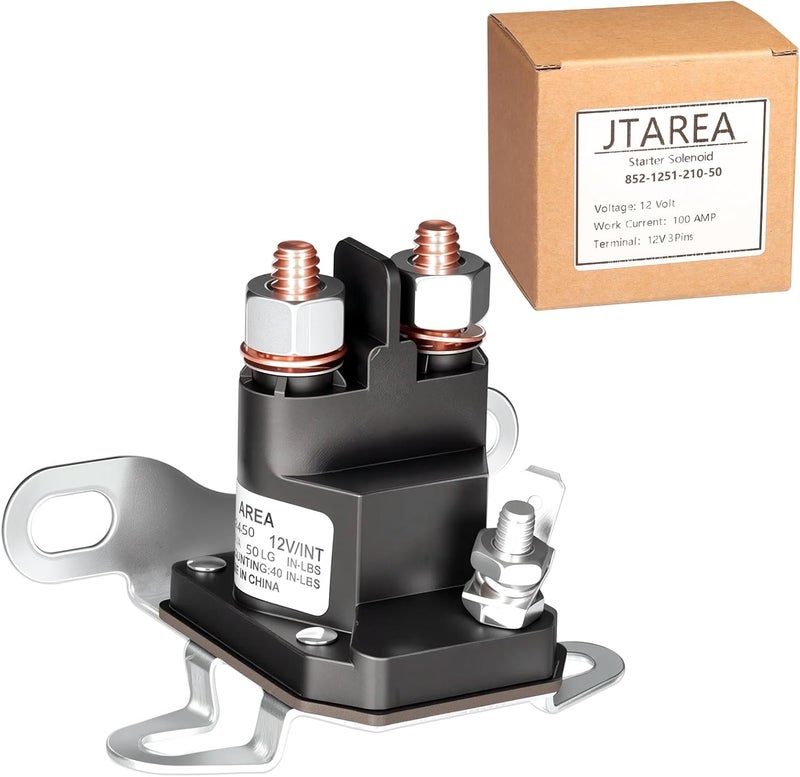 JTAREA 852-1251-210-50 Solenoid 12V 3 Terminal Lawn Mower Starter Solenoids Replacement for Bad Boy Zero Turn Mowers MZ ZT CZT 108-5349-00 Lawnmower Parts - Image 1